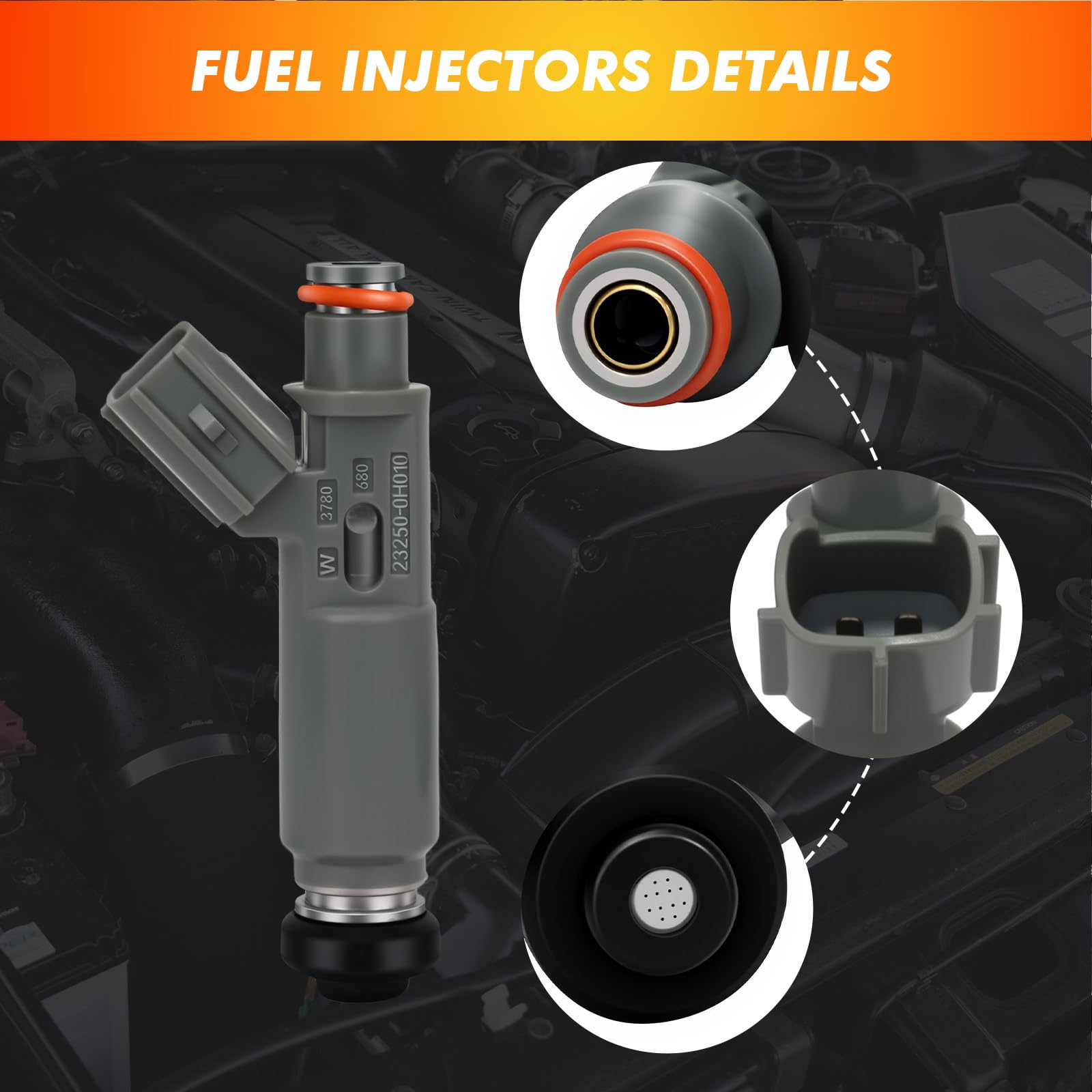 4 inyectores de combustible compatibles con Toyota RAV4 Highlander 2001-2003 Camry Solara 2002-2003 2.0L 2.4L L4 Reemplaza 23250-0H010 23209-28020