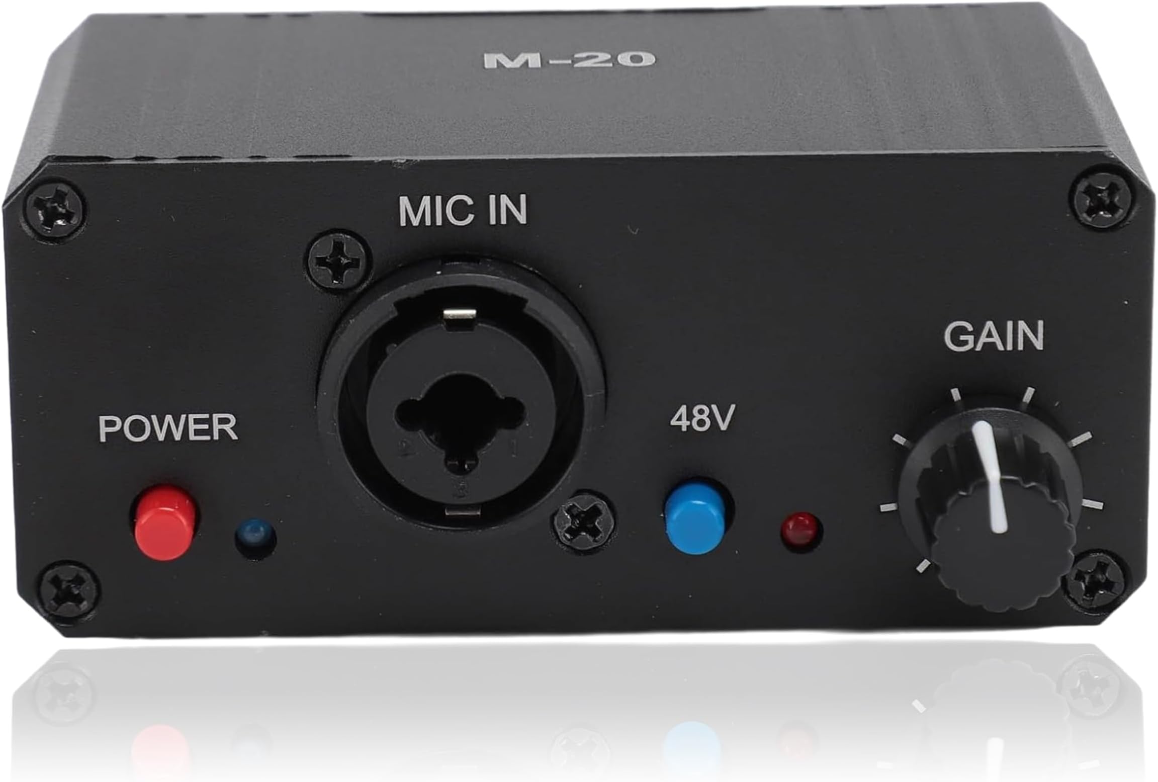Microphone Preamp Mic Gain Booster, 48V Power XLR Output for Dynamic and Condenser Mic