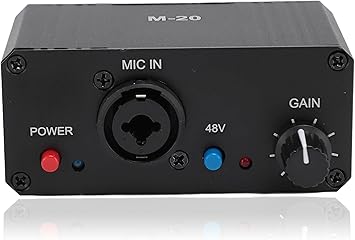 ميكروفون Preamp Mic Gain Booster ، خرج 48V Power XLR للميكروفون الديناميكي والمكثف