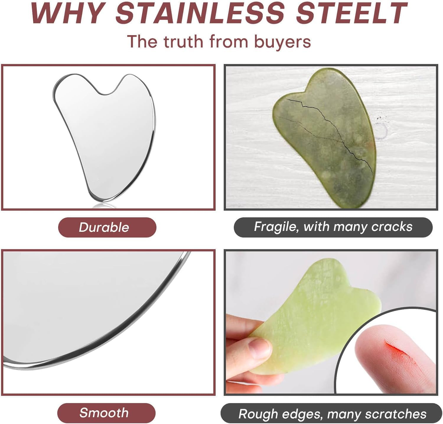 Edelstahl Gua Sha Facial Tools, Haut Massage für Gesicht Körper Augen Hals Herz, Hautpflege Geschenk