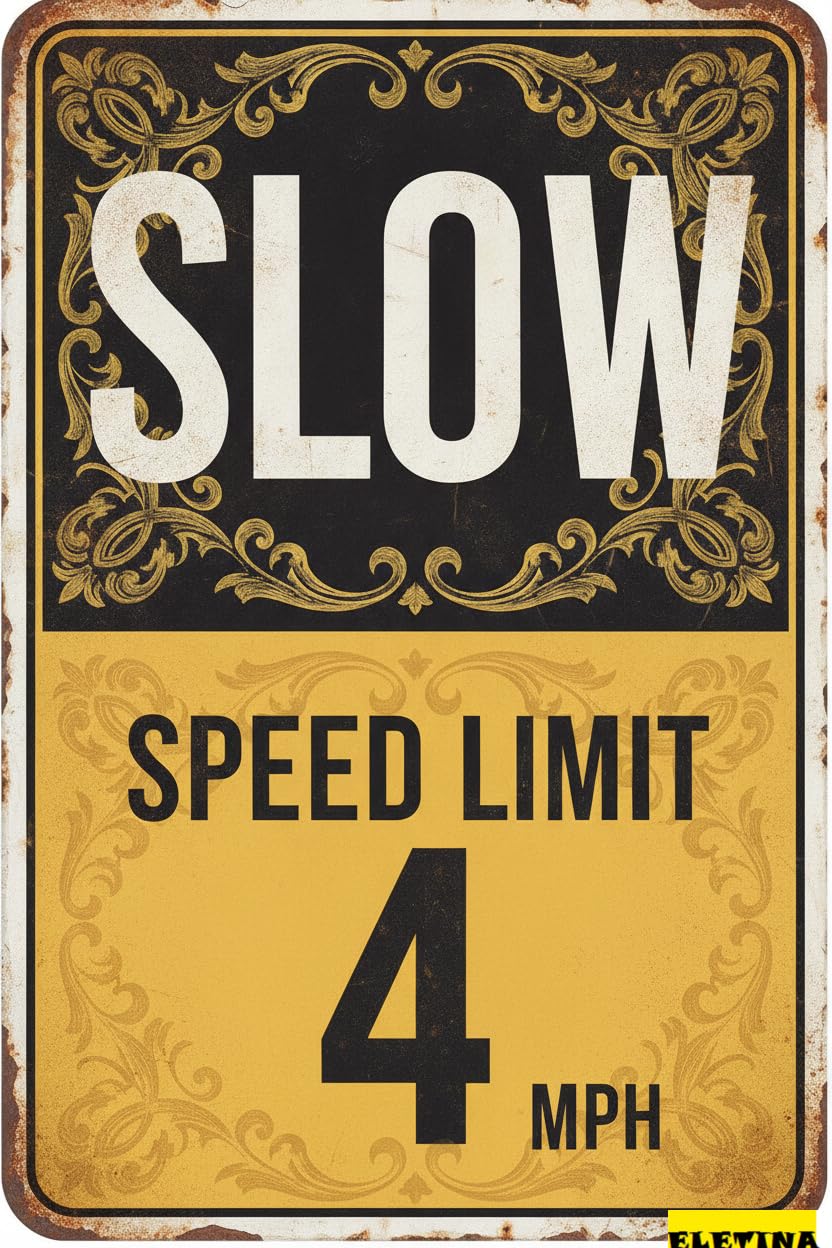 Speed Limit 4 MPH Tin Sign, 12x8 Inch Road Decor