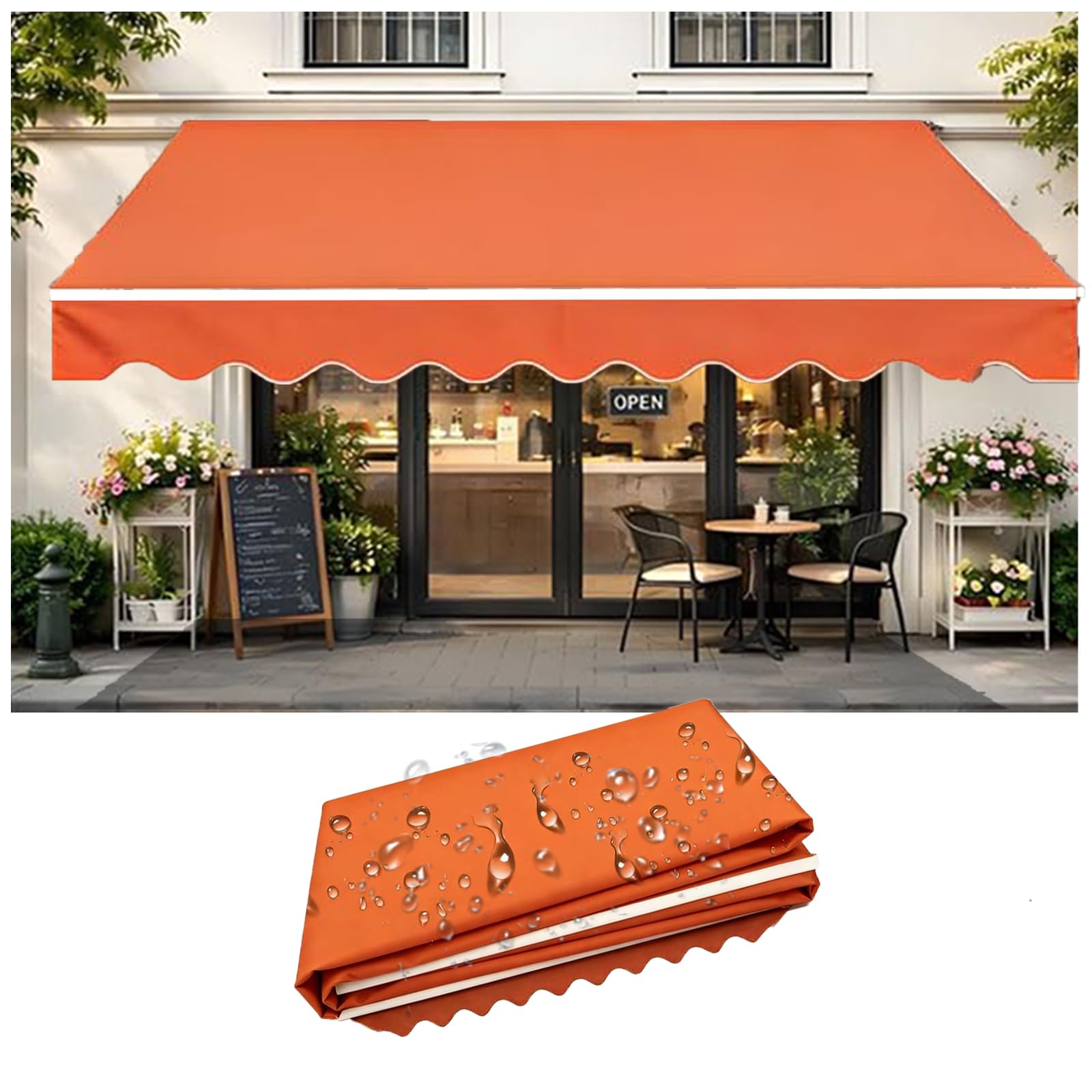 Store banne rétractable pour jardin et balcon, toile imperméable 3,5 x 2,4 m