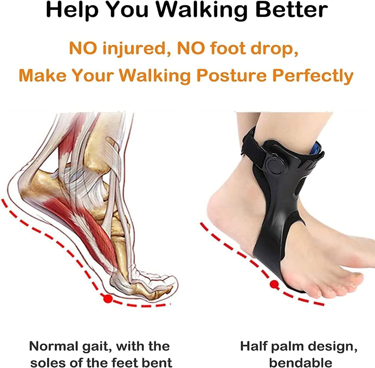 Supporti per I Piedi, Tutori per La Caviglia, Correttore Posturale Regolabile per Piede Cadente, Fascite Plantare, Tendinite di Achille, Lesioni, Sinistra-XL,Left-X-Large