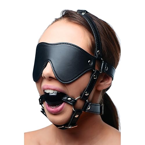 STRICT Blindfold Harness and Ball Gag - Black