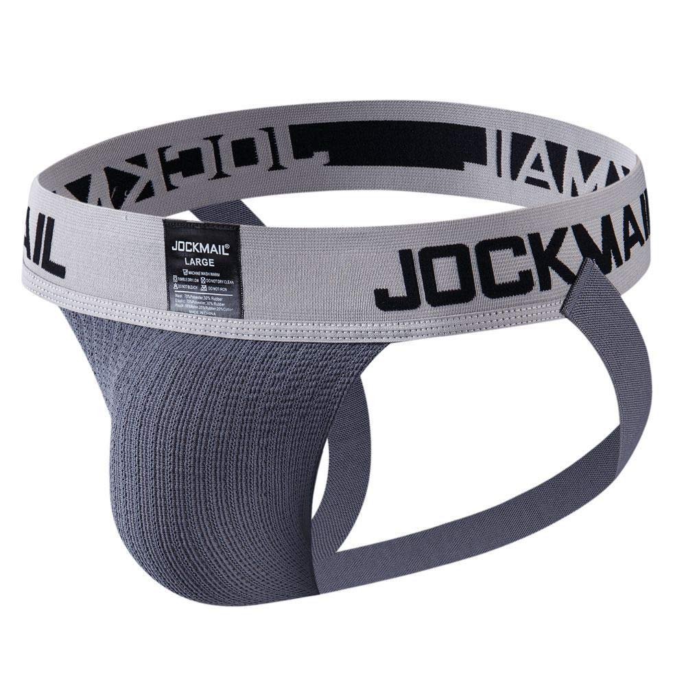 JOCKMAIL Men's Jockstrap Athletic Supporter Underwear Gym Workout Strap Brief Men Thong