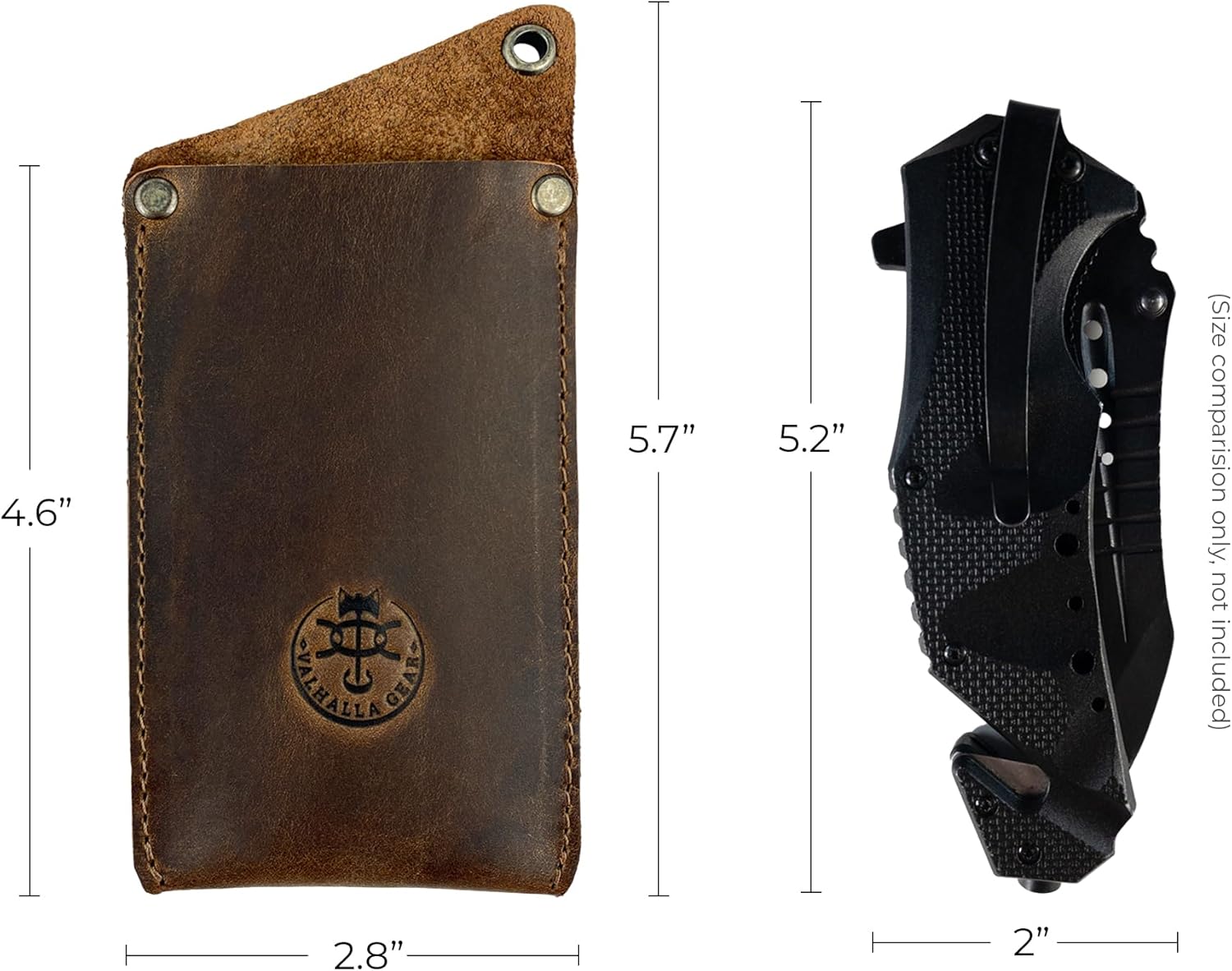 Rectangular Knife Sheath, Vertical Holster, Multitool Holder, Tool Case, Camping and Outdoor Accessories, Full Grain Leather, Handmade, Bourbon Brown