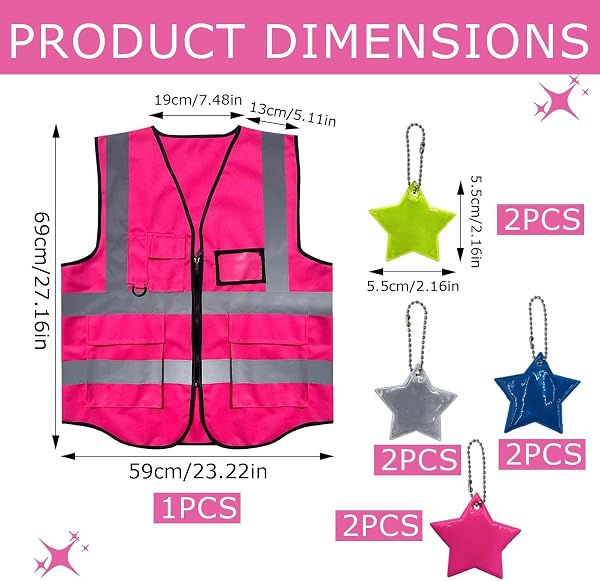 Touosy Gilet Alta Visibilità, Giubbotto Catarifrangente Diverse Tasche Gilet Alta Visibilità Uomo Riflettente a 360° Giubbotti di Sicurezza per Operai Edili Magazzinieri (Polvere Fluorescente) - 2