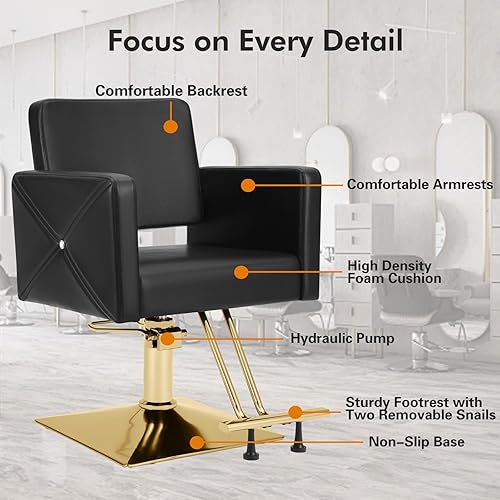 Miniatura 23 de Artist Hand Silla de salón para estilista, silla de estilista con bomba hidráulica resistente, equipo de belleza giratorio de 360 grados para Negro