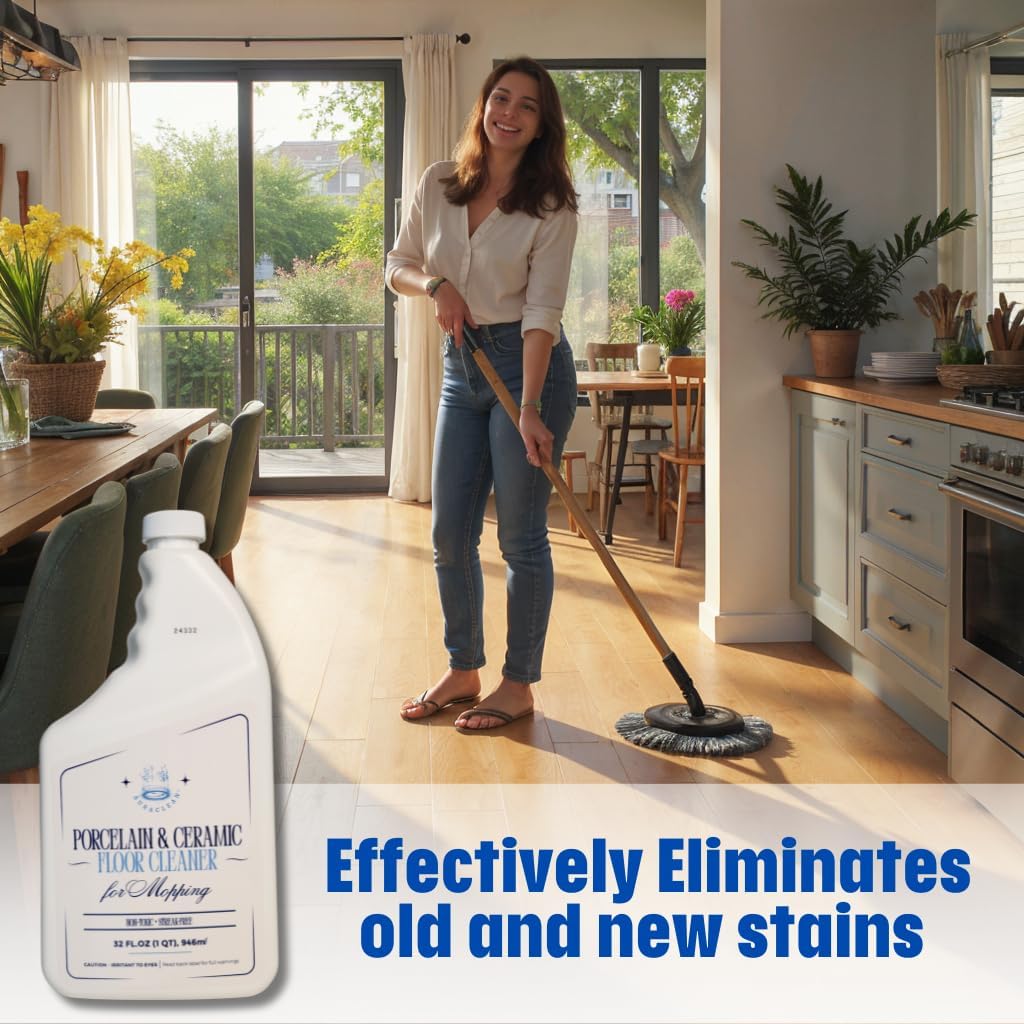 AuraClean Porcelain & Ceramic Tile Floor Cleaner - Mop Soap Concentrate for mopping - Streak-Free Clean, Ph Neutral and non-Toxic - Safe for Marble, Travertine, Limestone - 32 fl oz (1-qt) - Image 2
