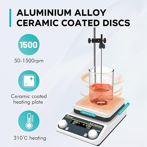 Miniatura 2 de LAB FISH Agitador magnético de 8L placa caliente 590.0 F590 Mezclador de agitación digital calentado 50-1500 rpm (digital, sin función de