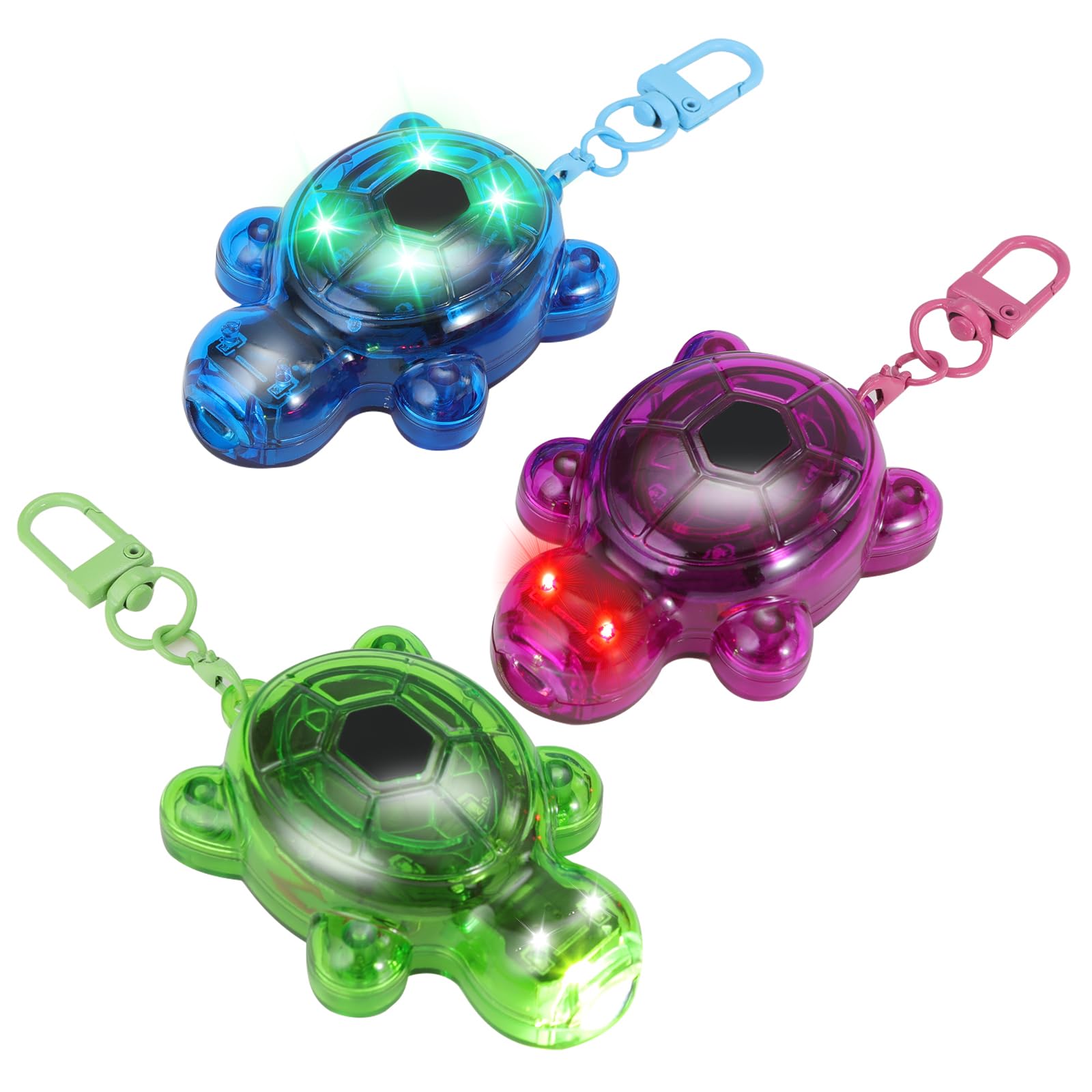 3 PCS Set Turtle Keychain Torch Rechargeable, 7 Modes LED Mini Handheld Torch with SOS Emergency Light, Keychain Flashlight for Keys/Backpack Gifts Nursing Staff Urgent Care(Funny)