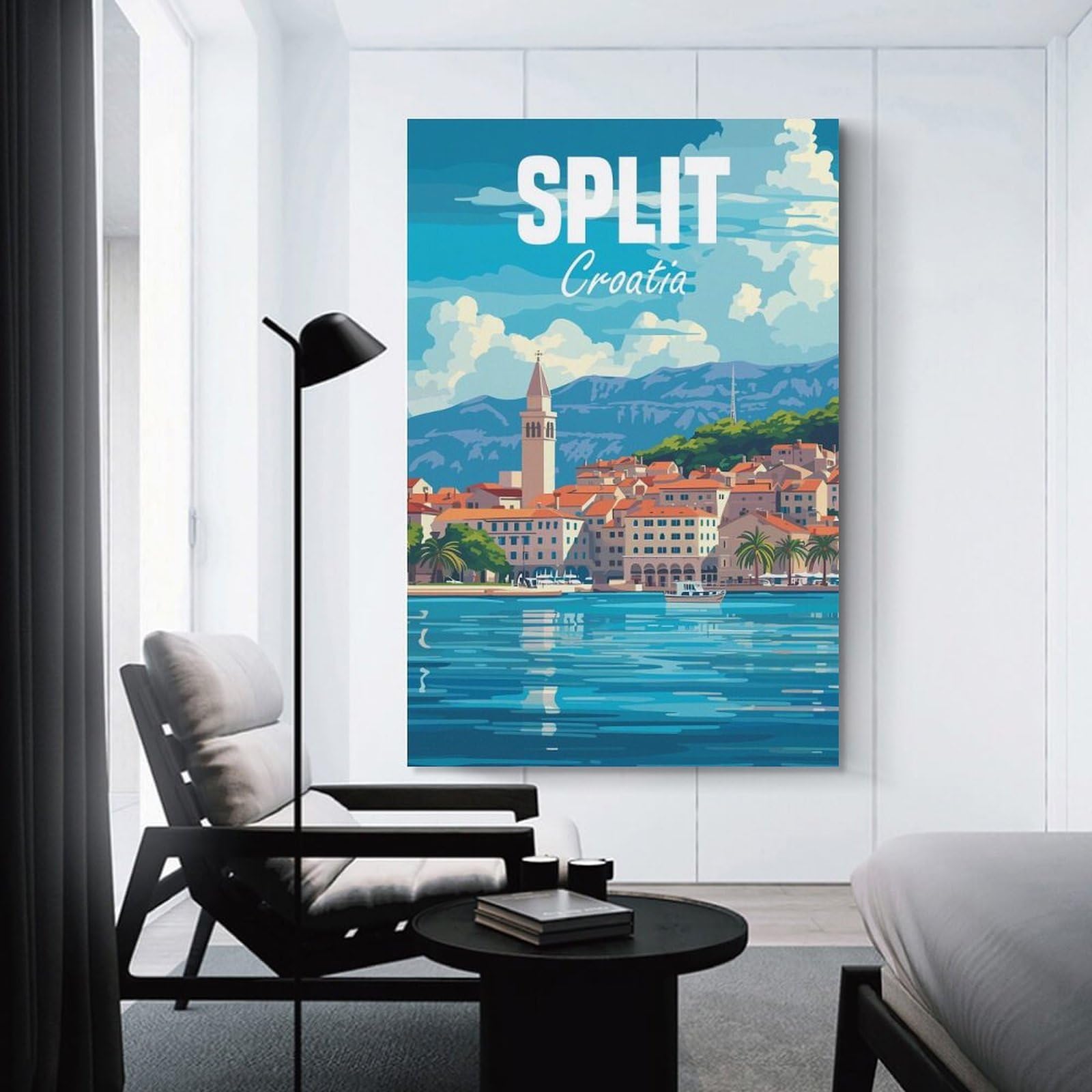 Junmoney Split Croatia Wall Picture Print 16x24inch(40x60cm), for Picture Wall Styling in Lounge Or Bedroom, Ideal for Building A Coordinated Art Wall