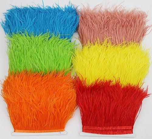 Miniatura 6 de KOLIGHT Paquete de 2 yardas de plumas de avestruz teñidas naturales con flecos de 4 a 5 pulgadas para manualidades, costura, disfraces, decoración