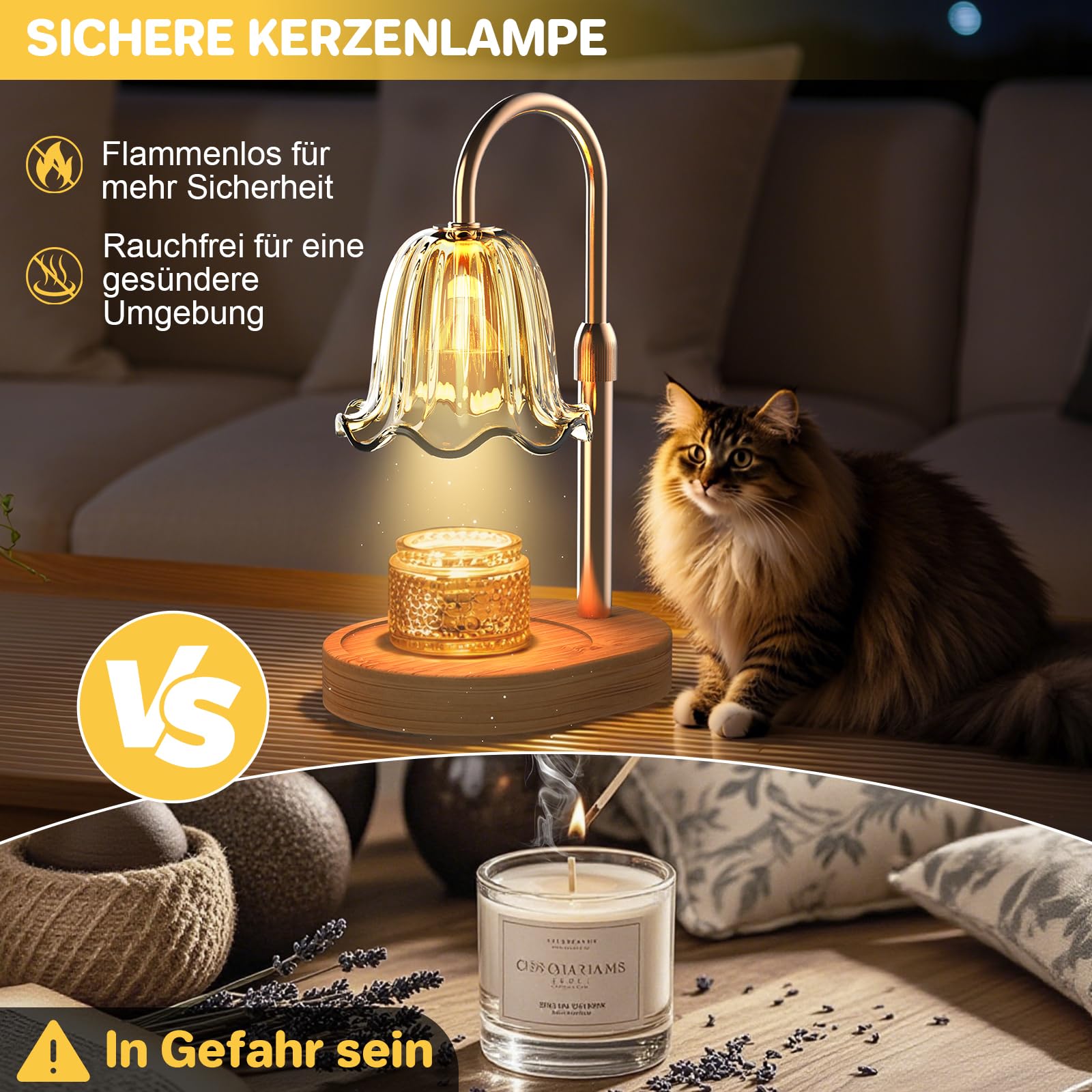 Philorn Lampada riscaldante per candele con dimmer, timer e 2 lampadine, lampada per candele a fiore regolabile in altezza, luce elettrica per candele in cera, regali di compleanno per mamme, regali