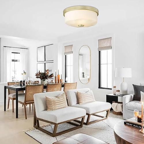 Miniatura 7 de Lámpara de techo de montaje empotrado con pantalla de vidrio esmerilado, 2 luces para interiores y exteriores, iluminación de granja, luces de