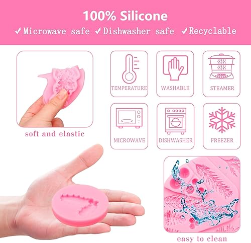 Miniatura 3 de Moldes de silicona de hojas de acebo de Navidad, molde de fondant de hojas de invierno, moldes de piña de Navidad para hornear chocolate para