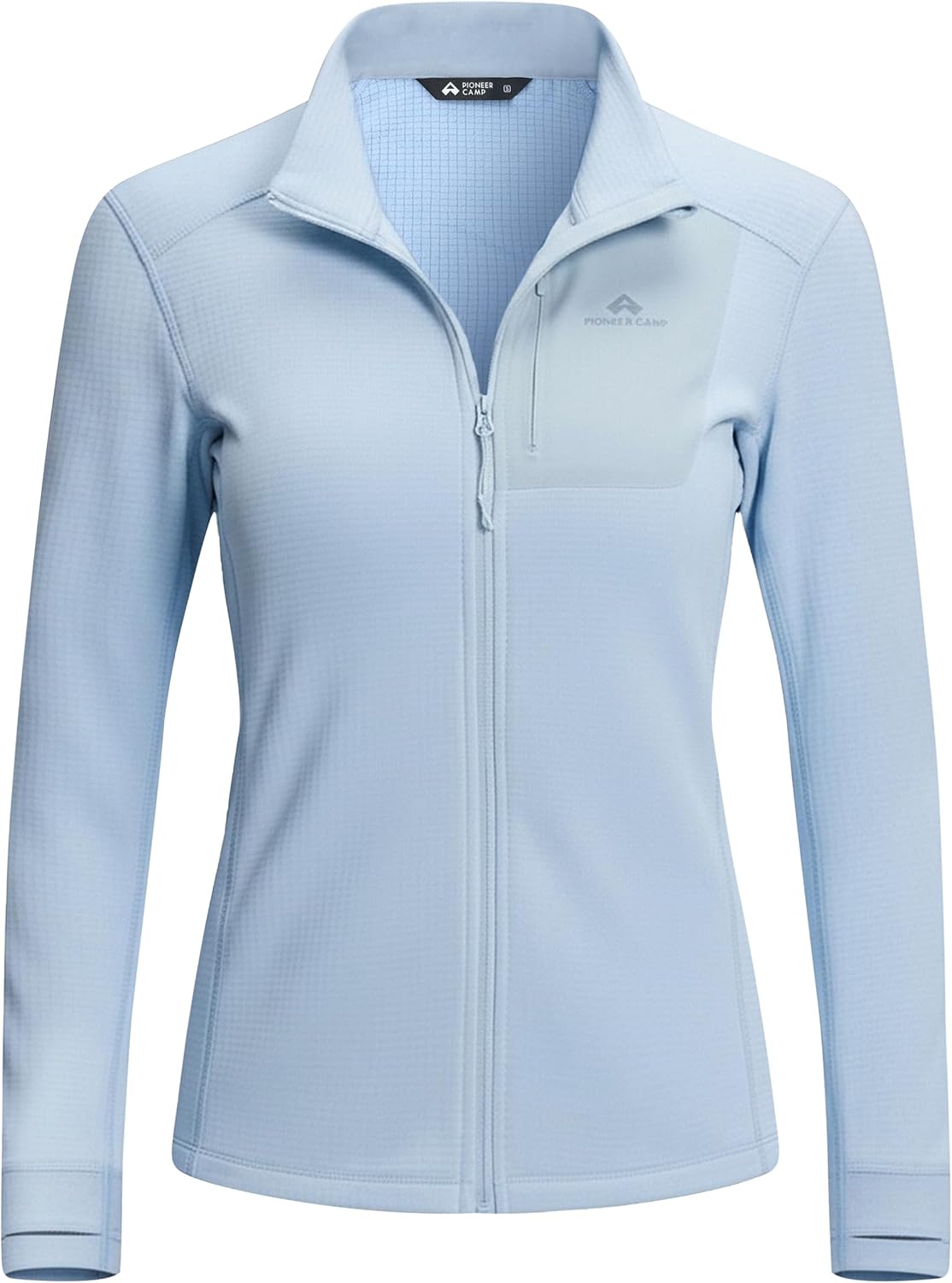 Pioneer Camp Women's Grid Fleece Lined Running Jacket Full Zip Winter Athletic Workout Scrub Jacket with Thumb Holes Midlayer