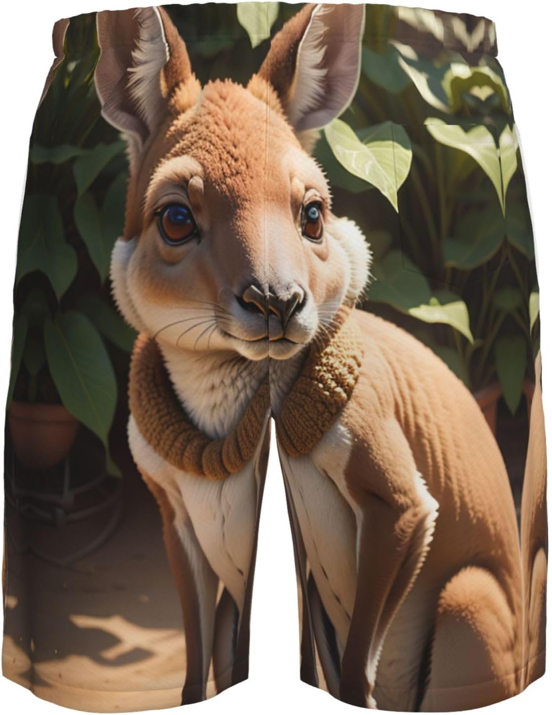 Mens Funny for Kangaroo Zoo Print Beach Shorts,Casual Summer Shorts for Men,Quick Dry Polyester