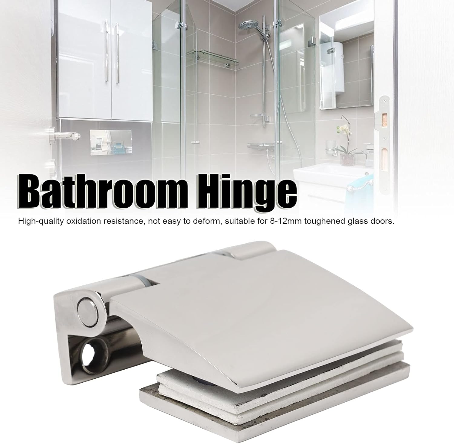 Glass Door Hinge,Bathroom Clamp,Hardware Fittings, Strong Hardness Long Service Life Bathroom Hinge Safe to Use for Home for Bathroom for Toughened Glass Door Hinges