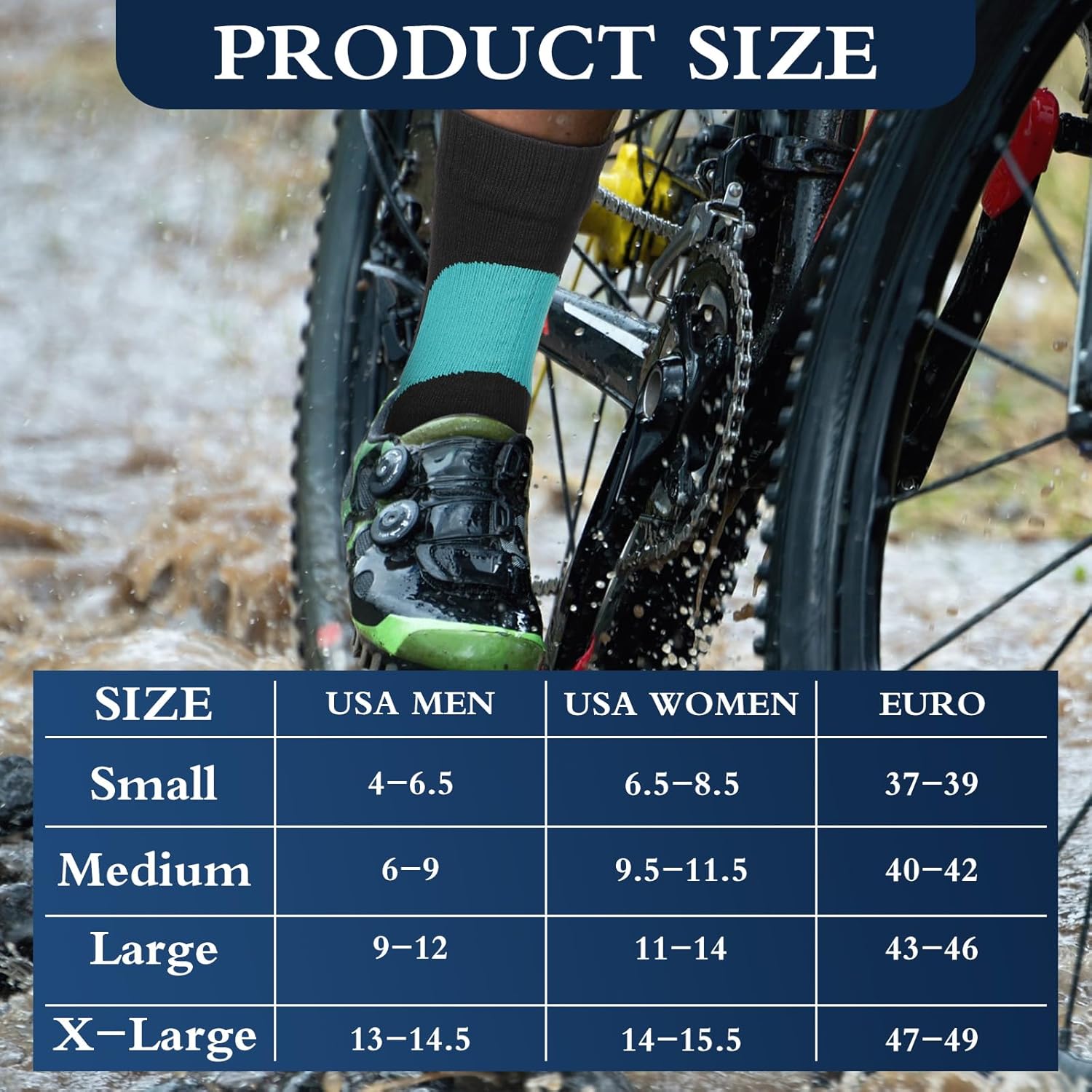 Jeyiour 2 Pairs Waterproof Socks Unisex Waterproof Breathable Outdoor Skiing Hiking Wading Fishing Socks for Men Women - Image 4