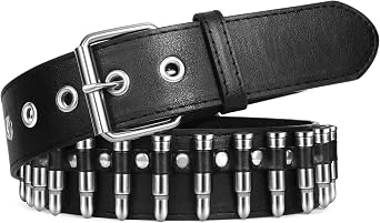 SUOSDEY Women Leather Belt for Jeans Dress Bullet Rivet Belts Women Men Black Studded Gothic Belt Punk Style with Metel Buckle Hip Hop