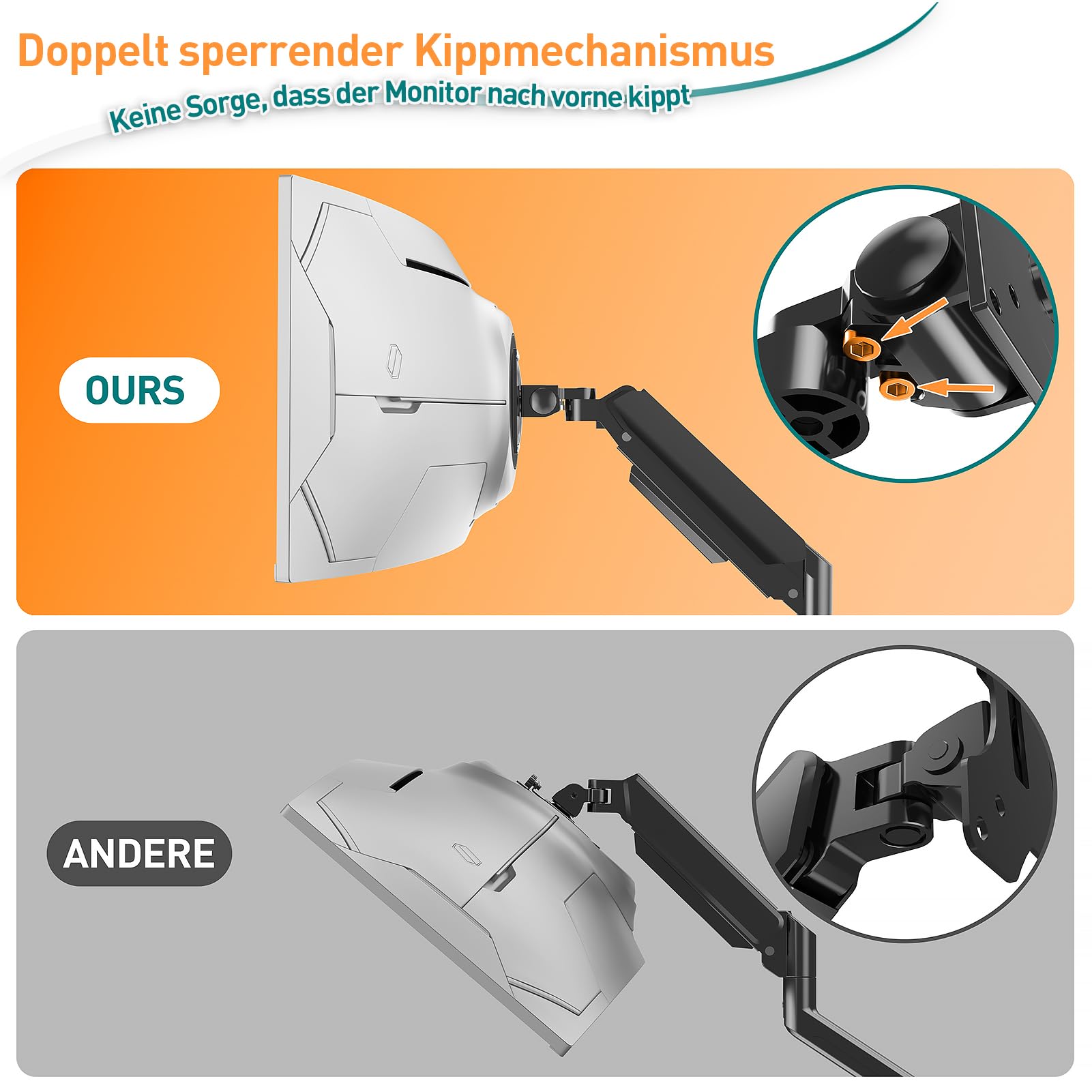 ELIVED Ultrawide Monitor Arm für Max 49 Zoll Bildschirm hält 2-20KG