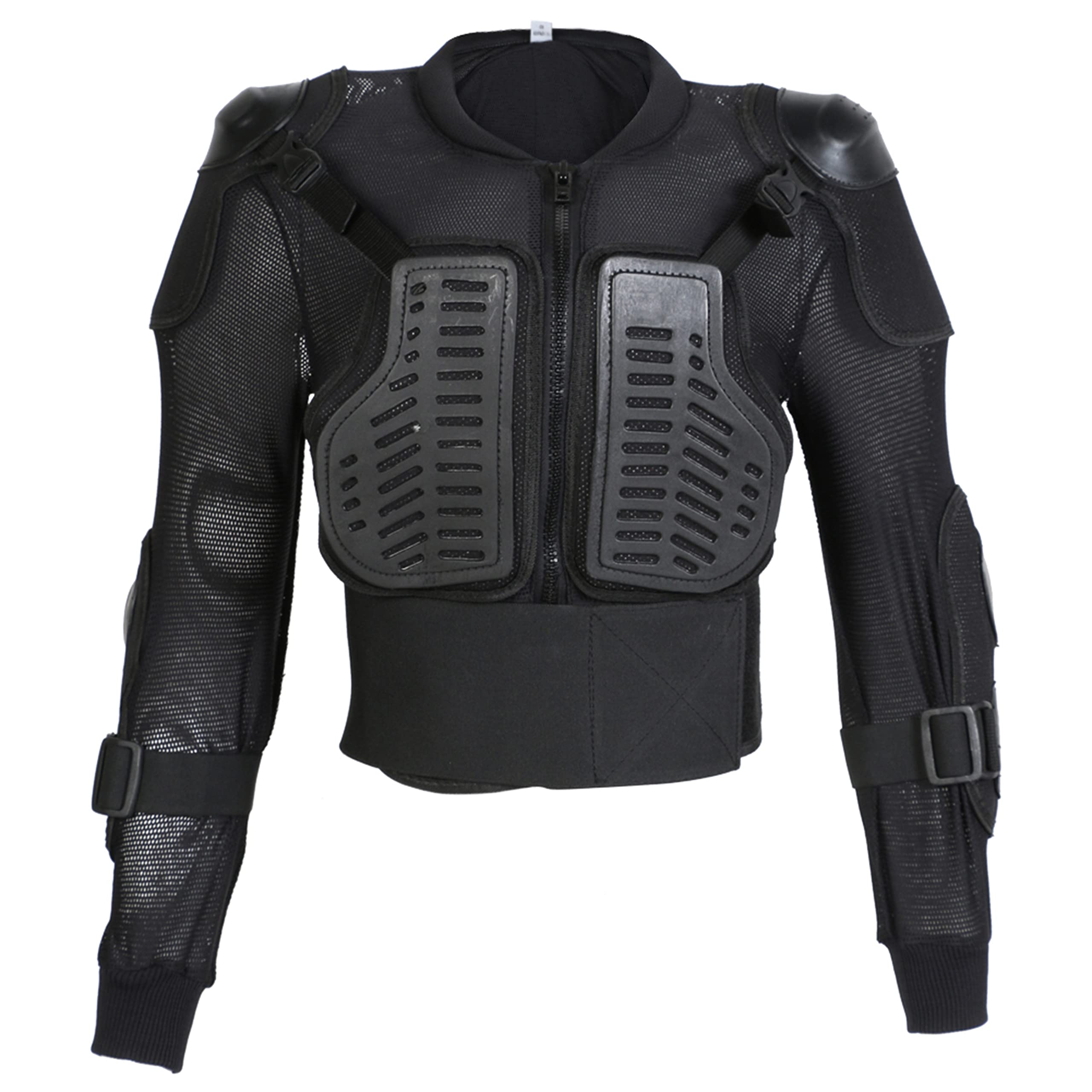 Texpeed - Kinder Motocross jacke mit Rückenprotektor für sportliche Aktivitäten - Brustschutz - Schwarz - L