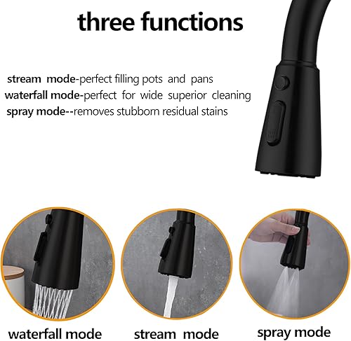 Miniatura 9 de Grifo de cocina con rociador extraíble de níquel cepillado de una sola manija Grifos para fregadero de cocina con rociador extraíble de acero