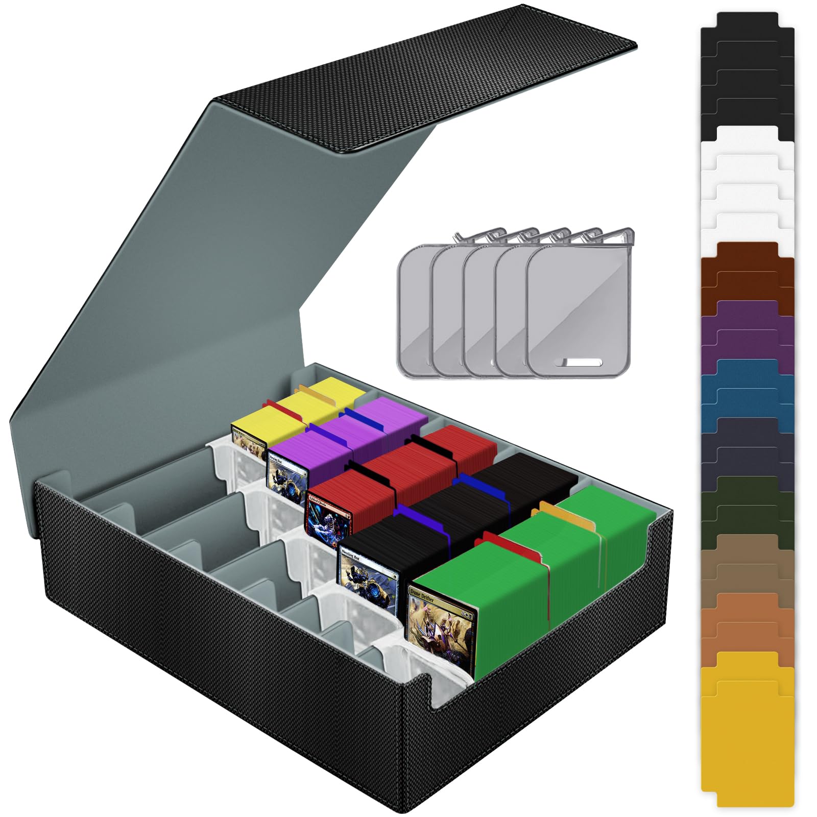 5 Row Trading Card Storage Box, Large Deck Box Holds 3800+ Card for Yugioh/MTG(Magic the Gathering)/TCG Commander Cards