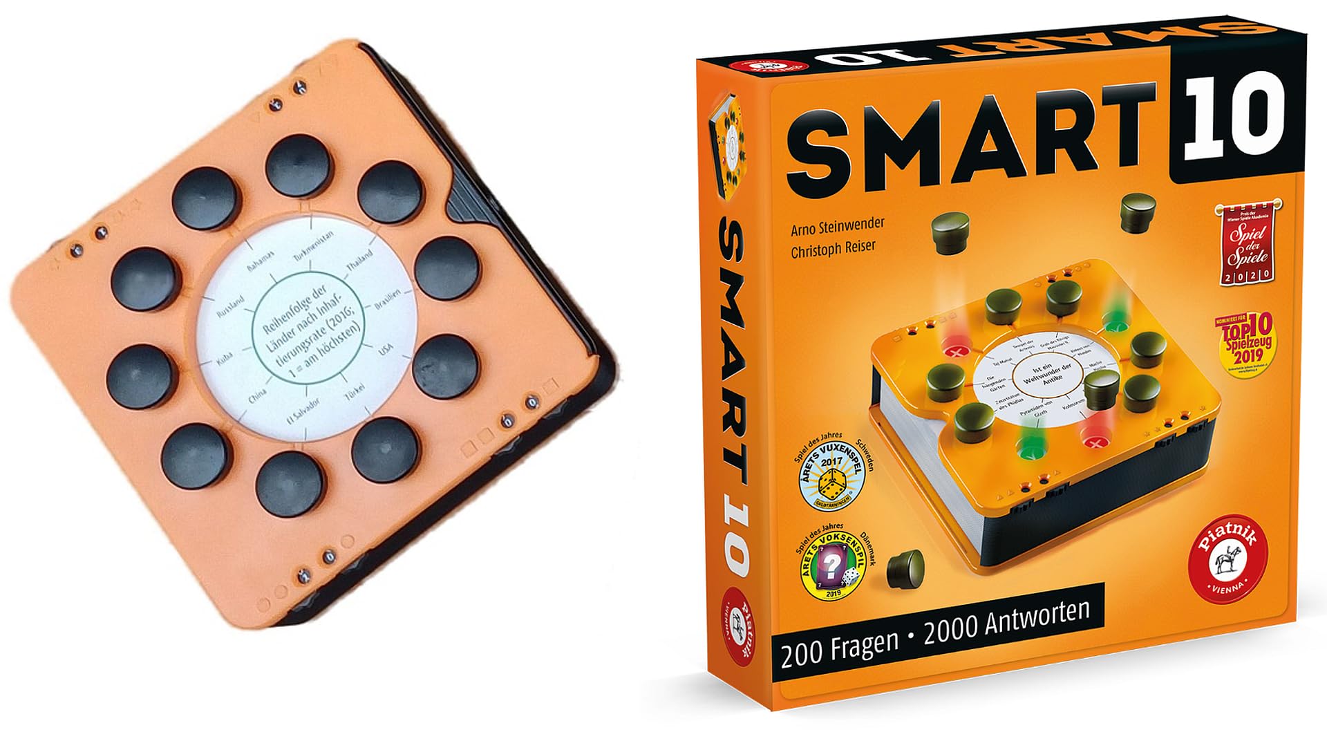 Piatnik 7167 - Smart 10 | Das revolutionäre Alleswisser Brettspiel I Für die Quizfreunde | Wer ist der Quizkönig | Ab 12 Jahren | Wissenfragen von A - Z | Für Unterwegs und Zuhause
