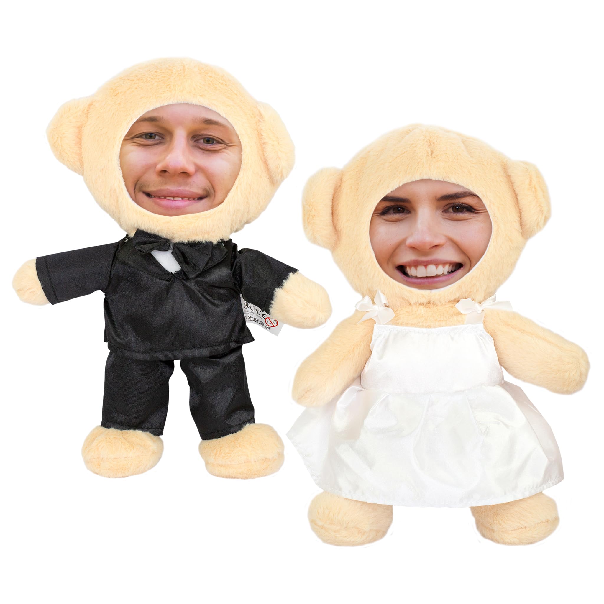 Herz & Heim® Hochzeitsgeschenk Brautpaar mit Foto Gesicht – Personalisiertes Geschenk für Hochzeit, Polterabend & JGA (Junggesellenabschied) – Lustiges Fotogeschenk für Ehepaar (Braut & Bräutigam)