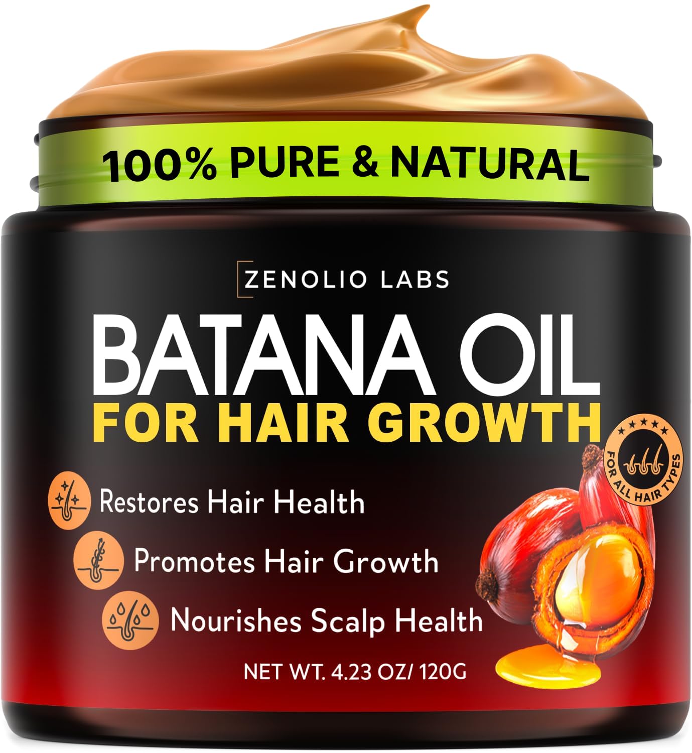 Batana Oil for Hair Growth - 100% Pure & Unrefined Raw Dr Sebi Botana Oil 4.2 Fl Oz (Pack of 1)