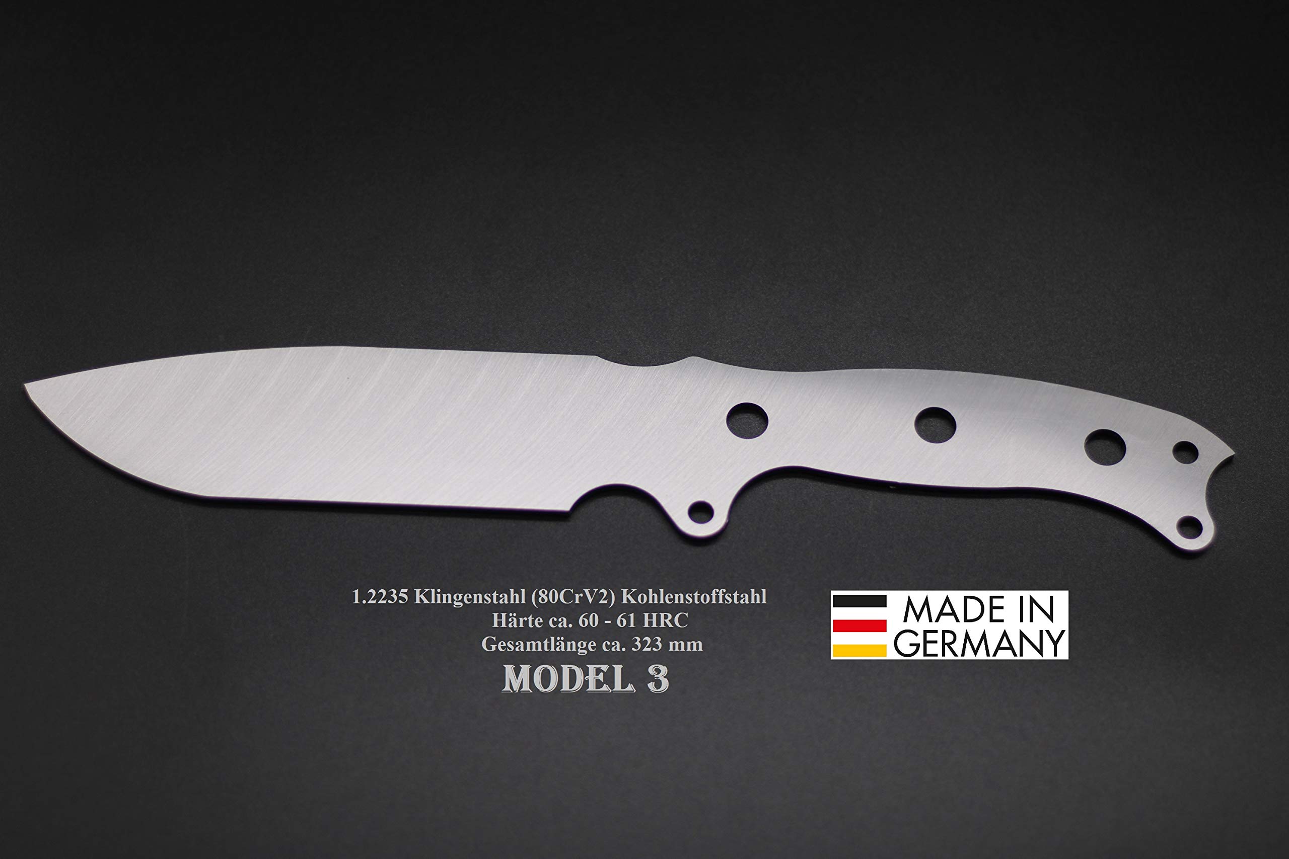 Rohling Model 3-323mm Poliert/Messerbau Messerstahl Messerklinge Klingenrohling Jagdmesser