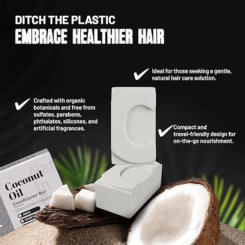 Miniatura 4 de Herbishh Barra de champú de aceite de ricino + barra de acondicionador de aceite de coco, juego nutritivo de cuidado del cabello sólido para cabello