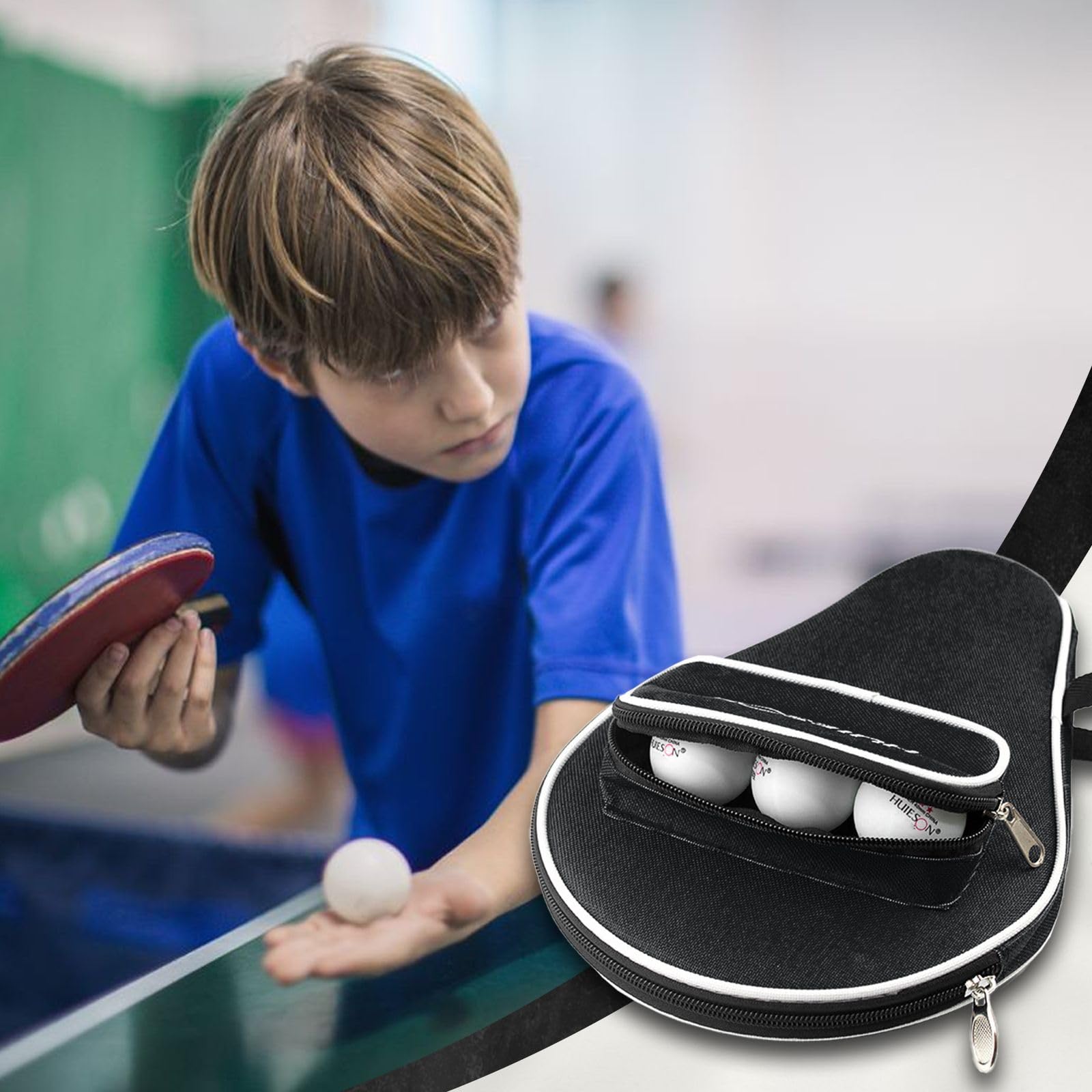 SULIUDAJI 1 Pièce Housse Raquette Ping Pong, Housse de Raquette Safe avec Rangement balles - Durable et éranche à la poussière - pour Raquettes de Ping-Pong