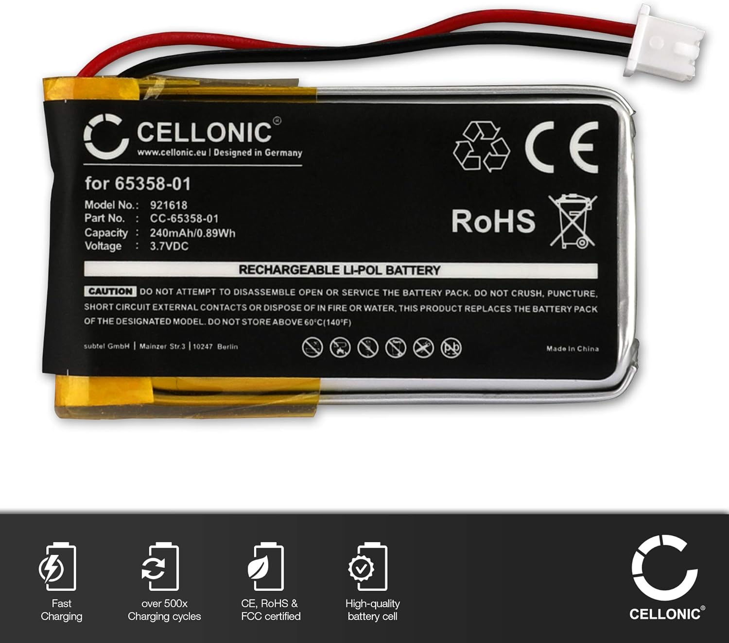 Akku für Plantronics SupraPlus Wireless CS351V HL10 CS55H Savi 720 CS65 240mAh