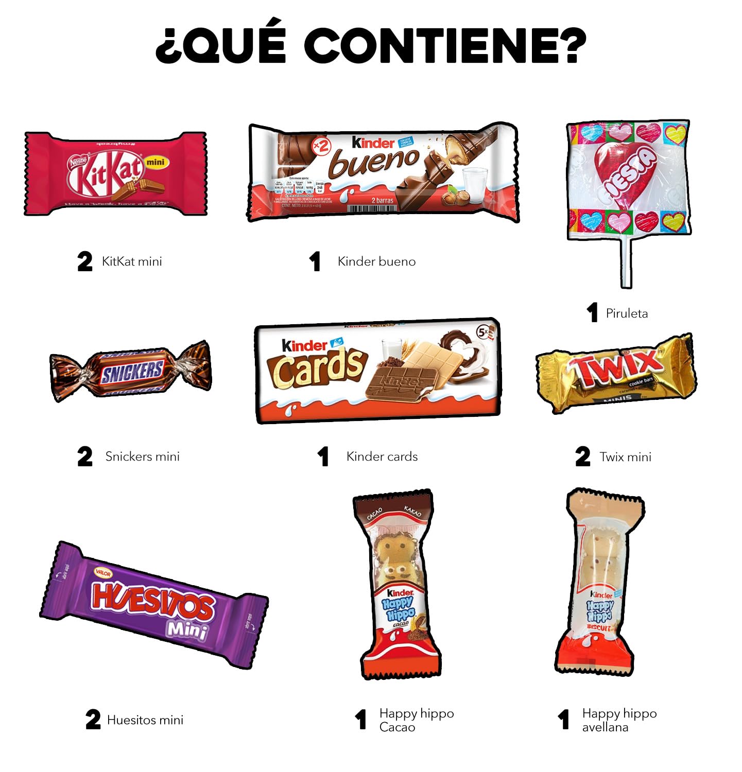 Bandeja Surtido 13 Chocolatinas Mini Kinder, Kit Kat, Twix, Snickers - Cesta Regalo para Celebraciones