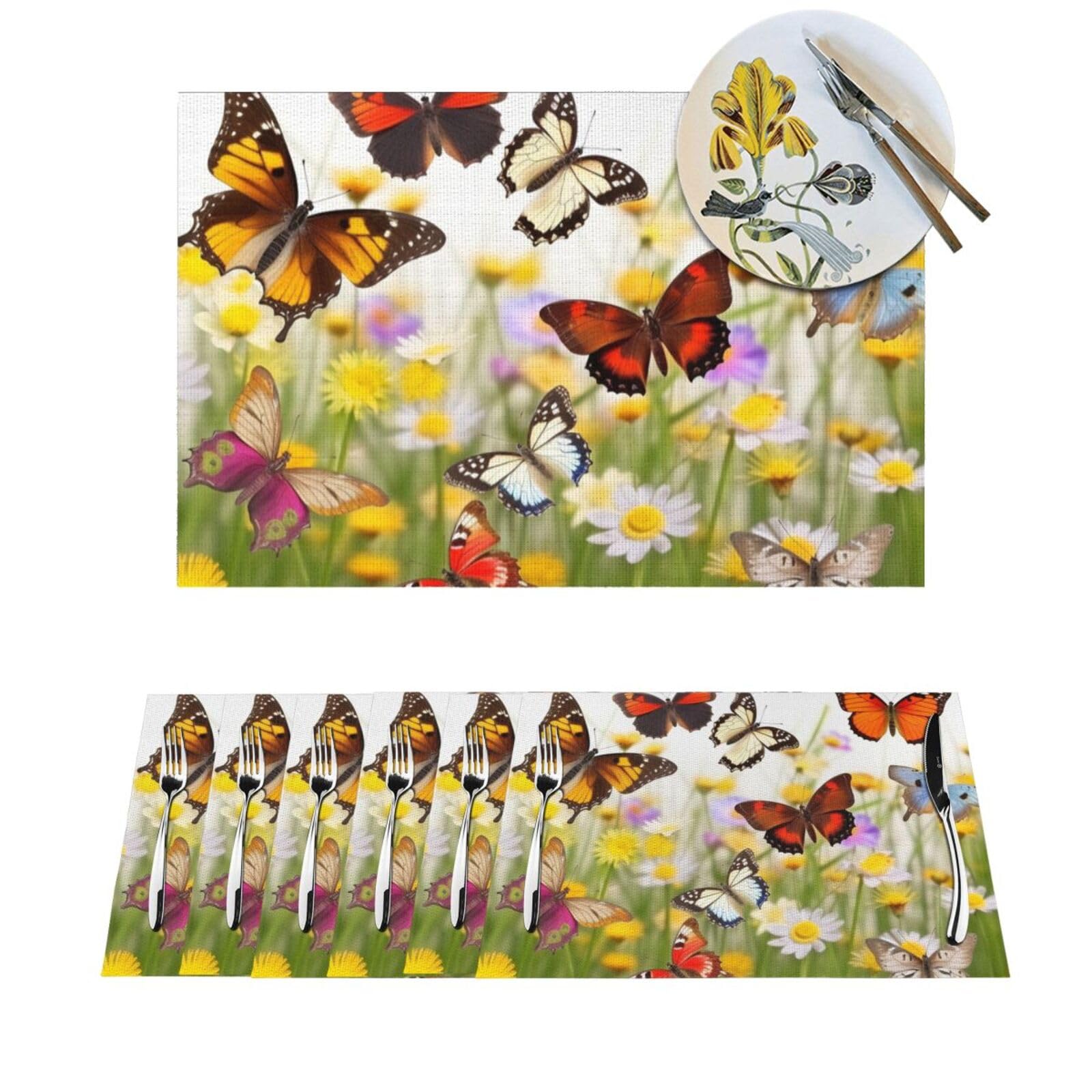 Sets de table résistants lavables papillons, cadeau idéal mariage