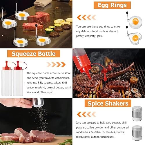 Miniatura 5 de Kit de accesorios para plancha con prensa de hamburguesas, juego de accesorios para parrilla superior plana para Blackstone y Camp Chef, accesorios