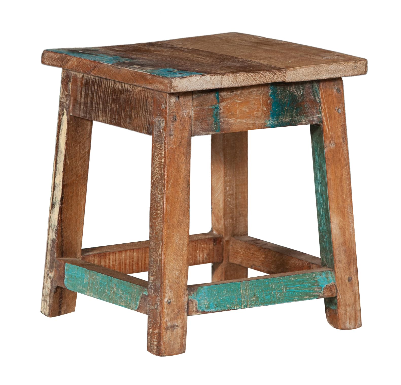 Biscottini Sgabello in legno basso quadrato 26x26x30 cm - Sgabellino da bagno - Panchetto in legno riciclato - Sgabellino piccolo - Supporto per piante - Sgabelli da ristorante, bar e cucina