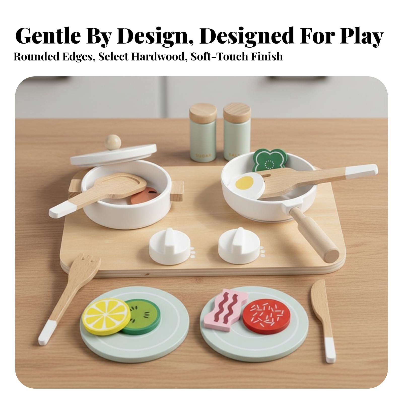 Gioco di Ruolo in Legno Didattico Angoli Arrotondati Sicuri, in Legno per Bambini, Design Stile pedagogico, Asilo