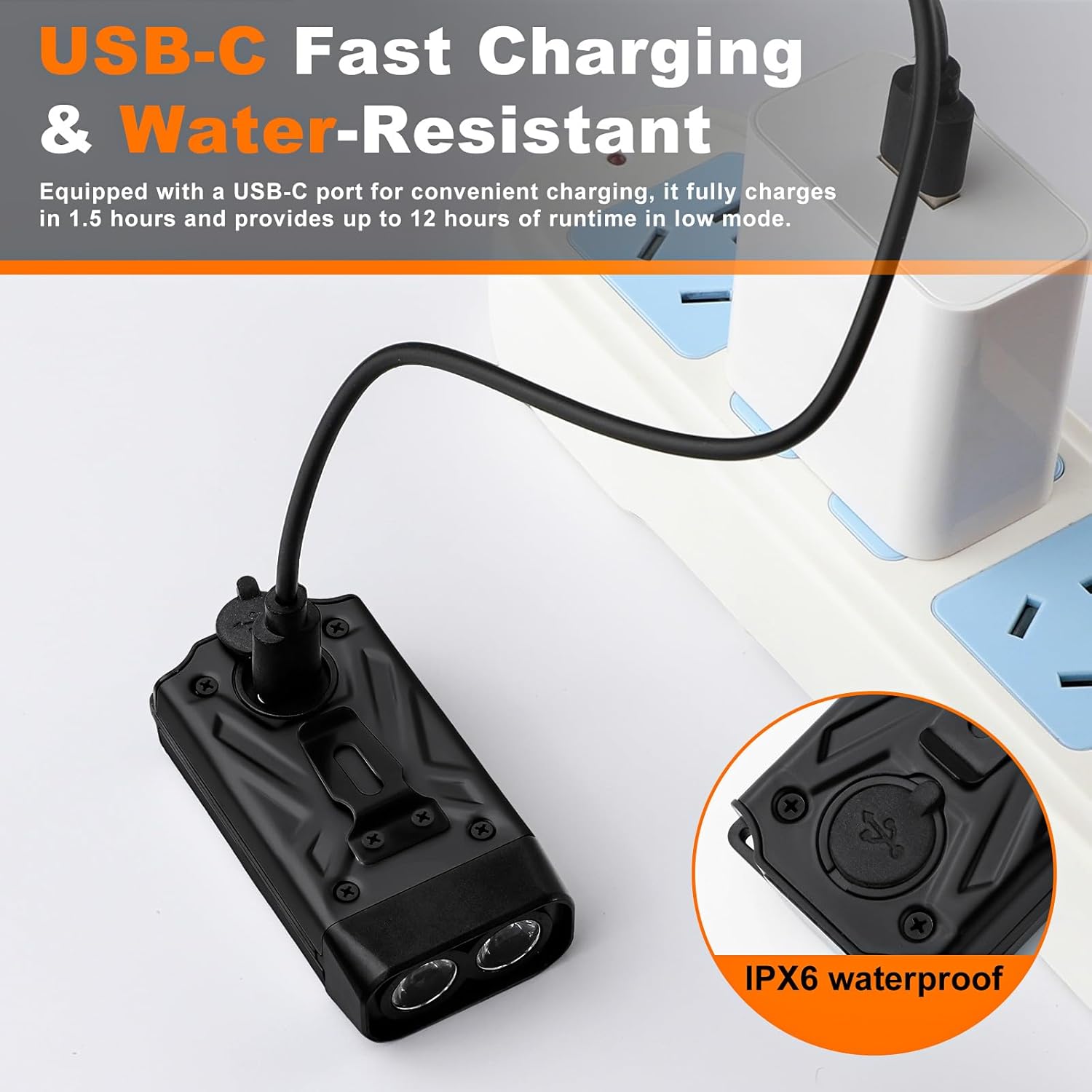 EDC Flashlight Clip-On Light, Mini Keychain Flashlight, 7 Lighting Modes Compact Pocket COB Light Type-C Rechargeable, for Working, Camping, Fishing, Hiking(Black 1 Pack)