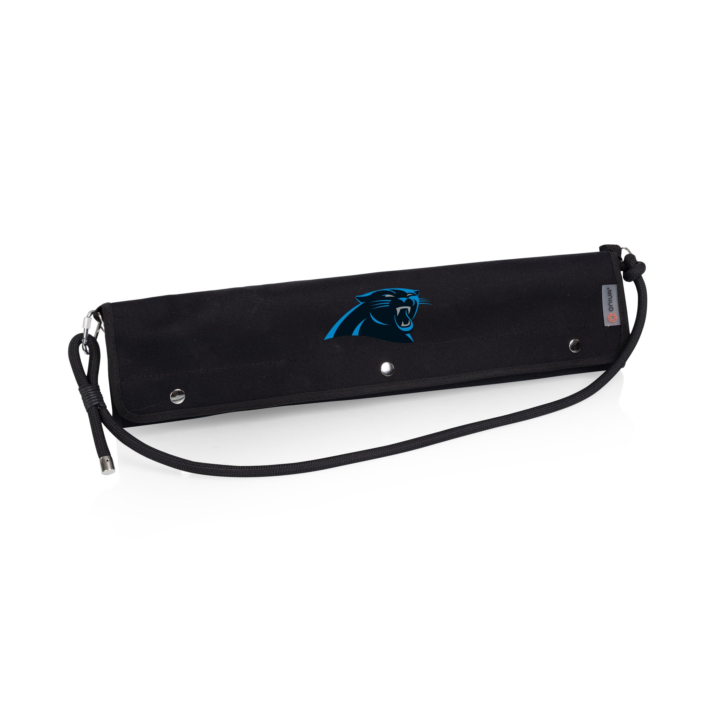 Picnic TIME NFL Carolina Panthers BBQ Roll Up Set di 3 pezzi, accessori per barbecue con strumenti per griglia in legno di faggio, accessori per griglia per barbecue, set per barbecue con borsa in
