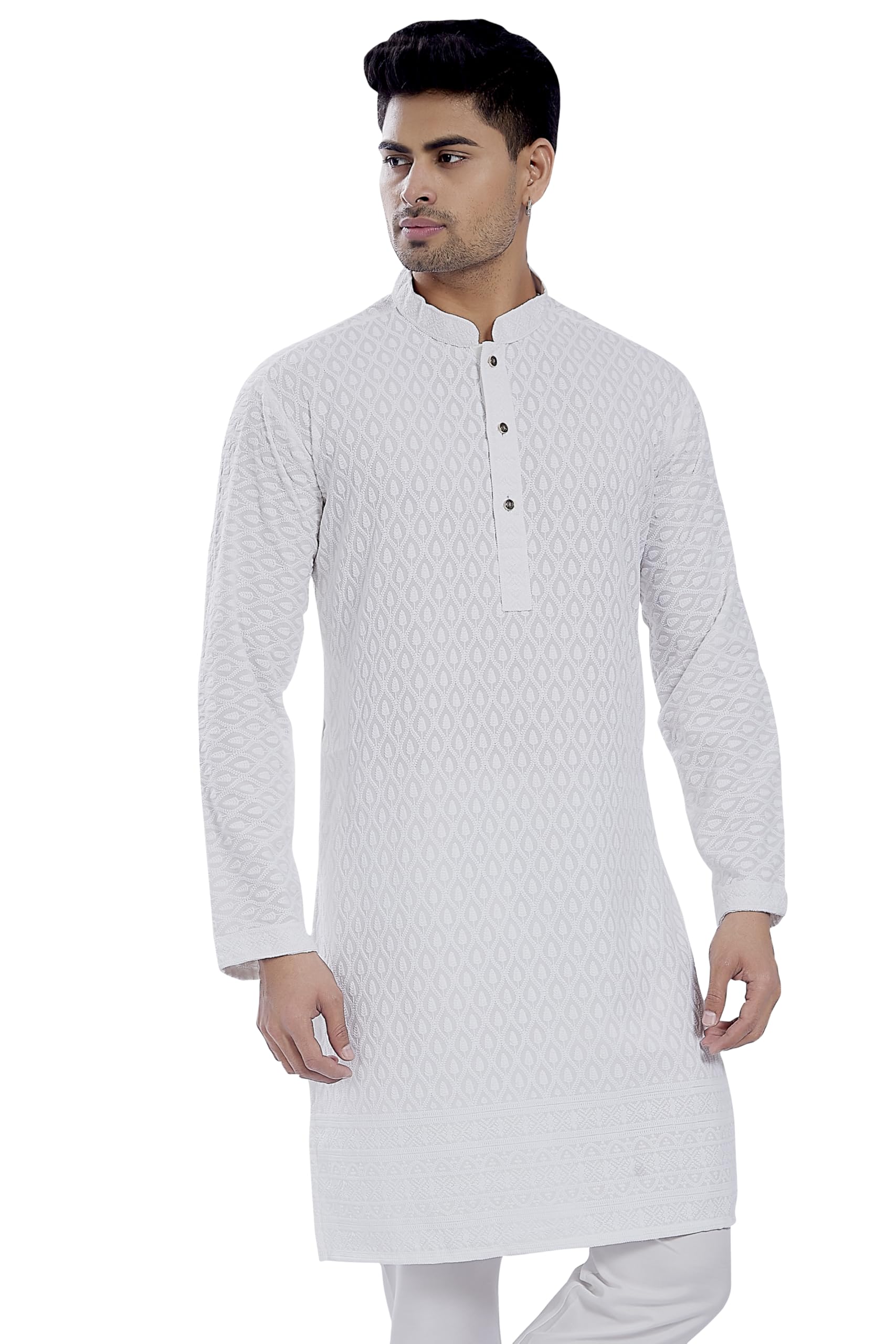 divisive Men's Thread Embroidered Cotton Blend Only Slim Fit Kurta-picture-16