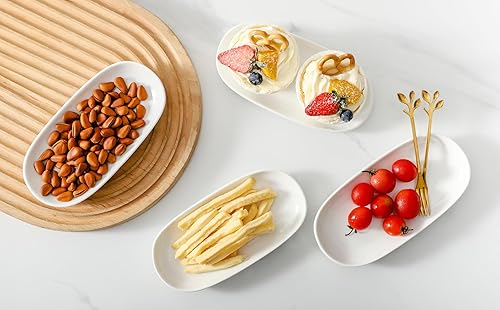 Miniatura 7 de XINLTC Juego de 8 platos pequeños para aperitivos, platos de postre de porcelana de 6.3 pulgadas, platos pequeños de cena, pequeños platos blancos