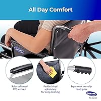 Vista 5 de Invacare Sillas de ruedas para adultos, Brazos de escritorio acolchados extraíbles en forma de L, reposapiés abatible, Silla de ruedas ligera