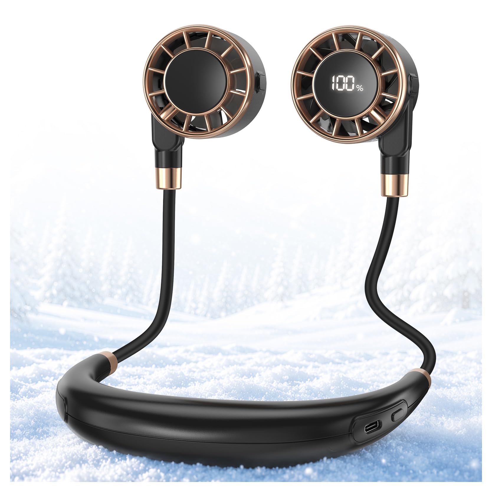 Ventilatore da Collo, 4 Ah Mini Ventilatore Portatile, 6 Velocità Ventilatore Collo Silenzioso, LCD Display Ventilatore Portatile usb Ricaricabile, Ventilatore da Scrivania Ufficio Comodino Passeggio
