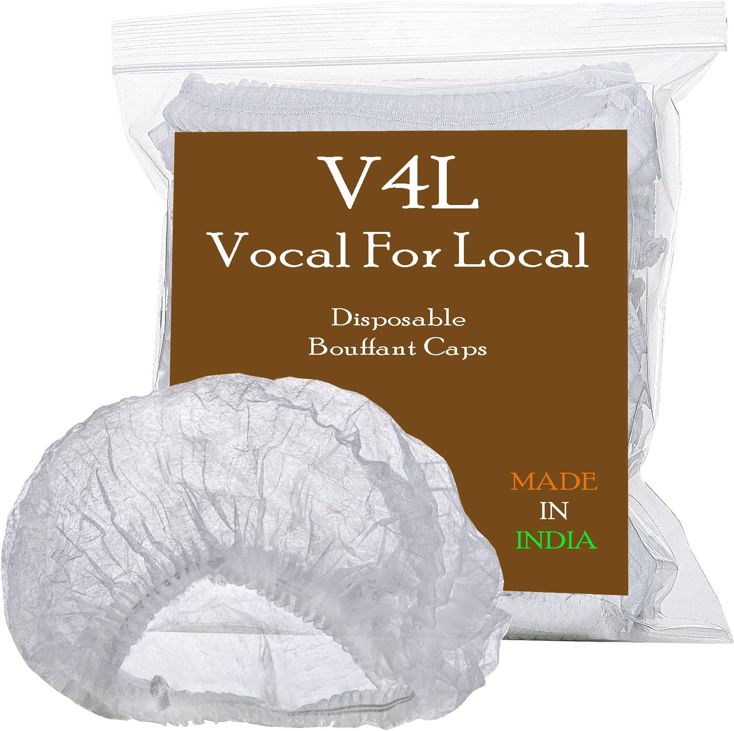 V4L 21 inchesDisposable Hair Nets/Cap for Food Service Workers, Bouffant Caps, Hairnets for Foodservice, Disposable Hair Cap, Kitchen Hair Nets for Women Men Cooking, WhitePack of 200