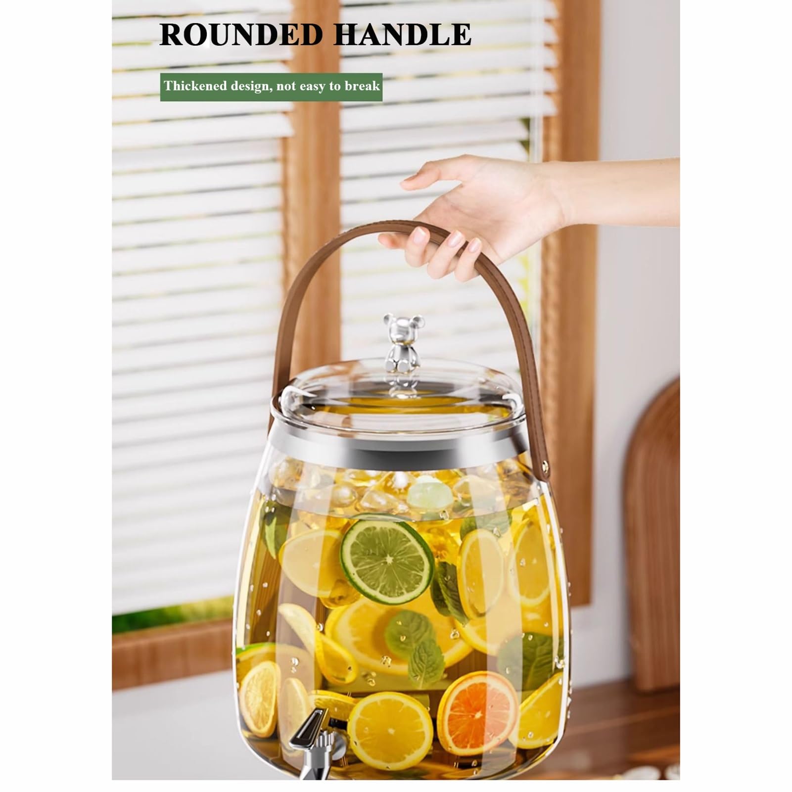 Dispensador de Bebidas de Vidrio con Soporte y Tapa, Grifo de Acero Inoxidable A Prueba de Fugas, Dispensadores de Bebidas para Frigorífico, Dispensador de Limonada(9L)