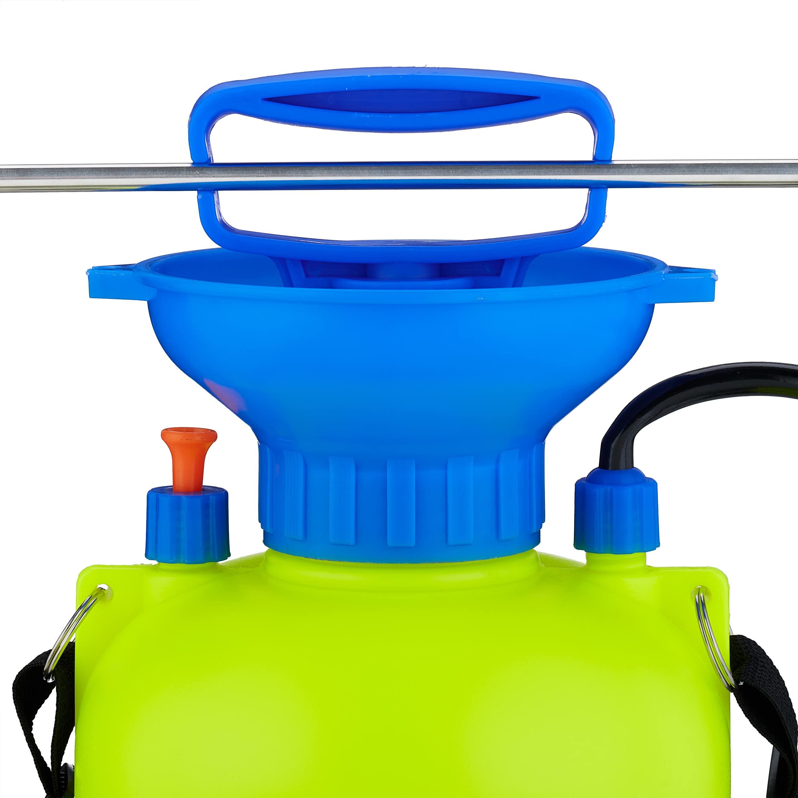 Relaxdays Drucksprüher, 10 l, verstellbare Düse & Skalierung, Bewässerung & Pflanzenschutz, Pumpsprühgerät, gelb-blau